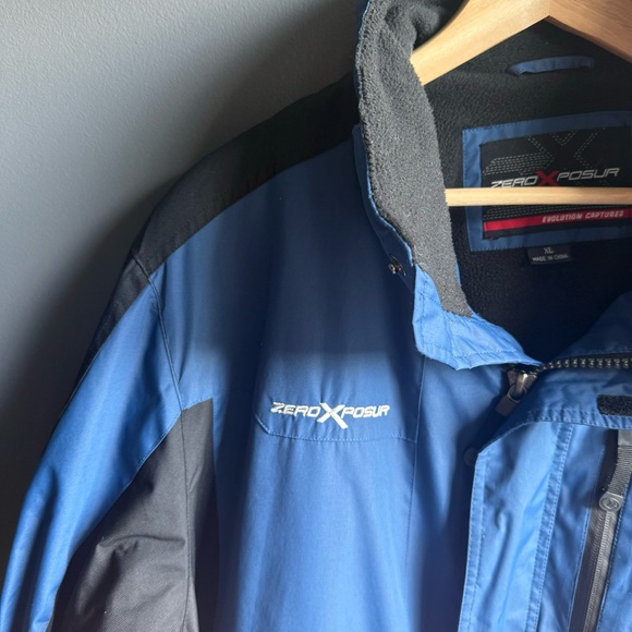ZeroExposur Mens Winter Coat in Blue and Black Full Zip Size XL - Picture 6 of 7